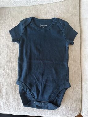 Navy Short-Sleeve Baby Bodysuit